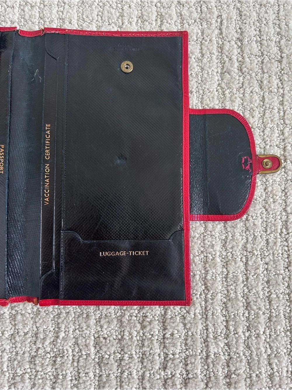 Vintage Genuine Cowhide West Germany Red Leather Bifold Travel Wallet *Rare*